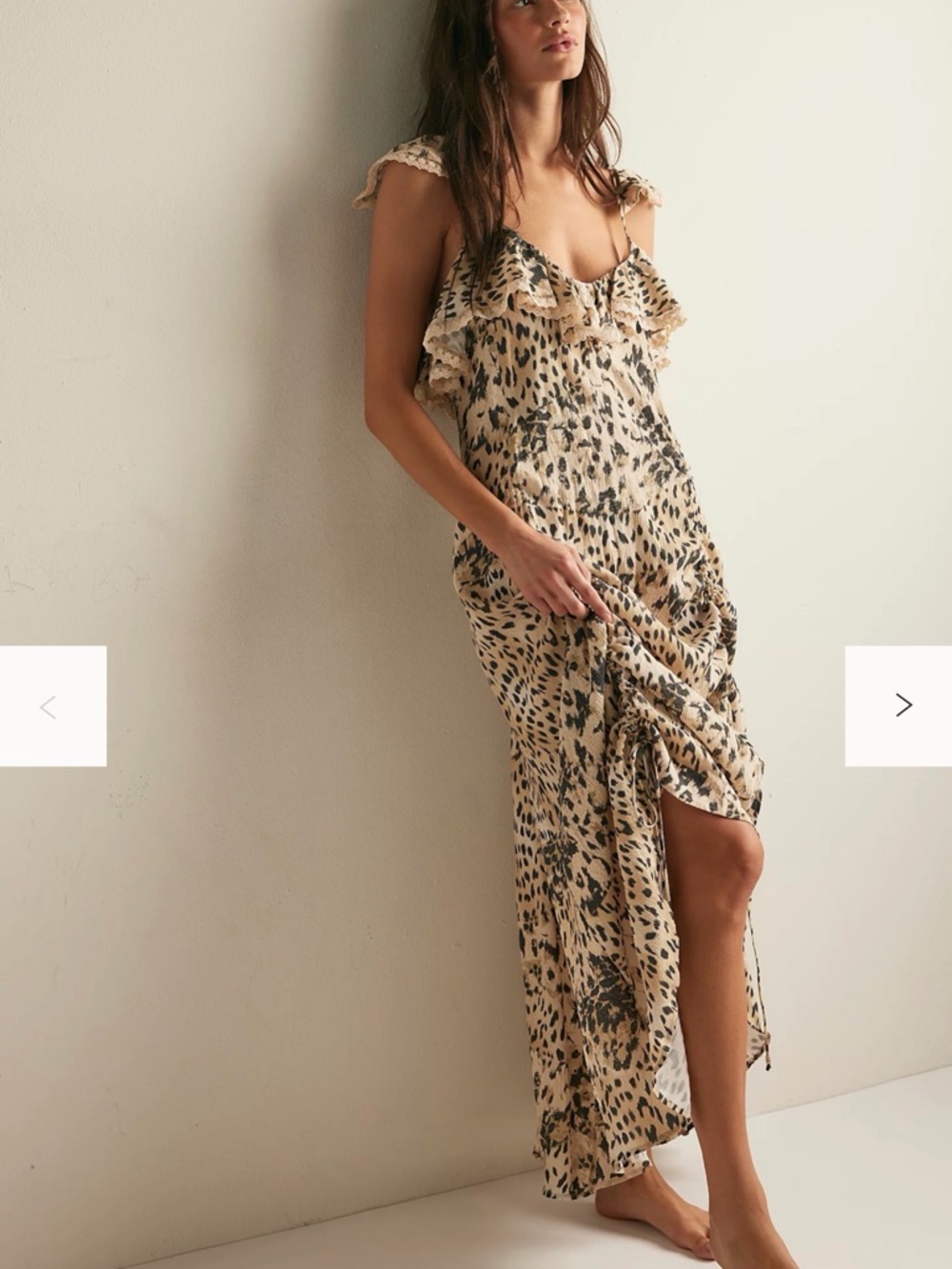SPELL strappy snow leopard print maxi gown dress